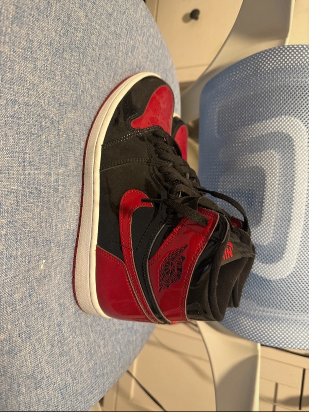 Jordan Men's Black and Red High-Top Sneakers